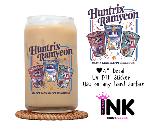 UV DTF Sticker | Ready to Apply Decal | Waterproof Permanent Sticker for Tumblers, Cups, Laptops, and More| Tumbler Cup Decal 4" UV DTF  Sticker:  Huntrix UVDTF100577