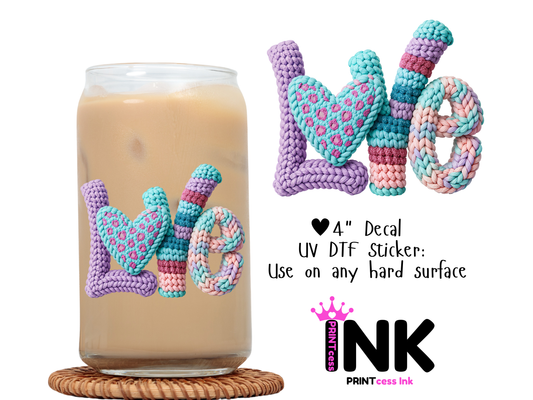 Valentines Heart UVDTF100739 UV DTF Sticker | Ready to Apply Decal | Waterproof Permanent Sticker for Tumblers, Cups, Laptops, and More| Tumbler Cup Decal 4" UV DTF  Sticker