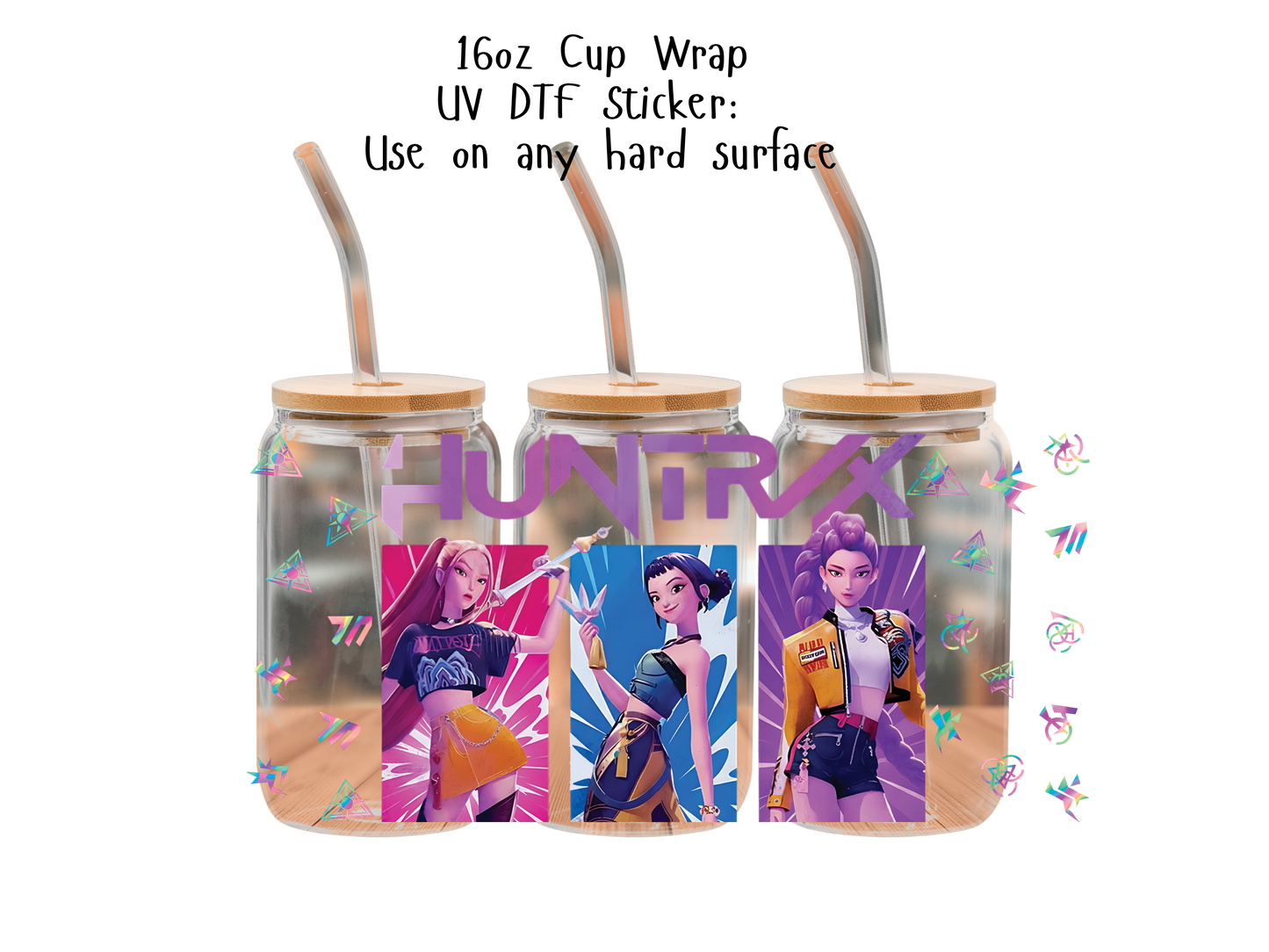 Huntrix UVDTF100795 UV DTF Sticker | Ready to Apply Decal | Waterproof Permanent Sticker for Tumblers, Cups, Laptops, and More| Tumbler Cup Decal 4" UV DTF  Sticker