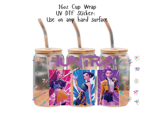 Huntrix UVDTF100795 UV DTF Sticker | Ready to Apply Decal | Waterproof Permanent Sticker for Tumblers, Cups, Laptops, and More| Tumbler Cup Decal 4" UV DTF  Sticker