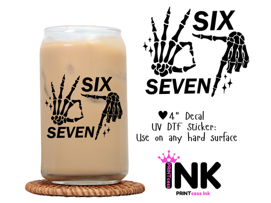 Skeleton 6 7 UVDTF100604 UV DTF Sticker | Ready to Apply Decal | Waterproof Permanent Sticker for Tumblers, Cups, Laptops, and More| Tumbler Cup Decal 4" UV DTF  Sticker