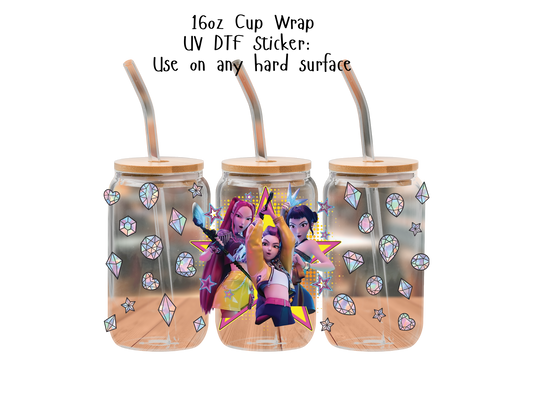 Huntrix UVDTF100791 UV DTF Sticker | Ready to Apply Decal | Waterproof Permanent Sticker for Tumblers, Cups, Laptops, and More| Tumbler Cup Decal 4" UV DTF  Sticker