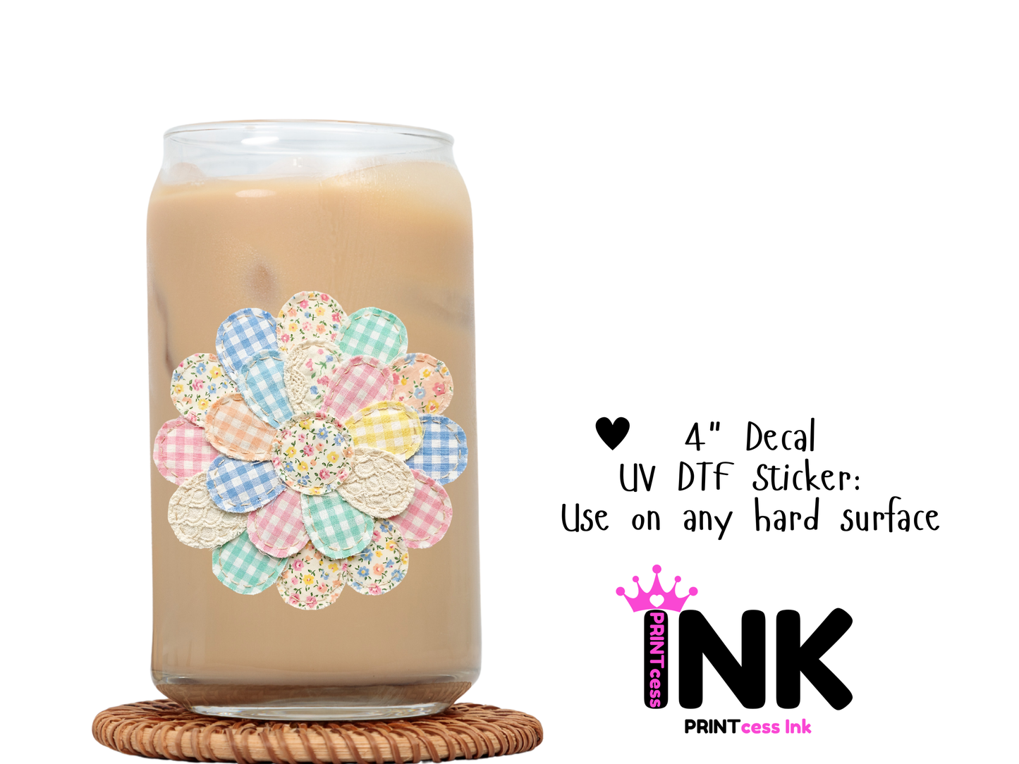 Patchwork UVDTF100766 UV DTF Sticker | Ready to Apply Decal | Waterproof Permanent Sticker for Tumblers, Cups, Laptops, and More| Tumbler Cup Decal 4" UV DTF  Sticker