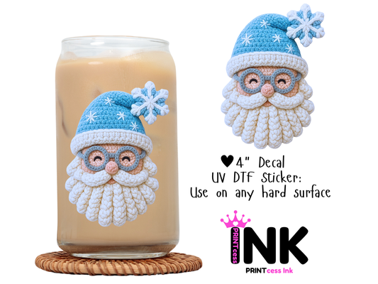 Santa UVDTF100608 UV DTF Sticker | Ready to Apply Decal | Waterproof Permanent Sticker for Tumblers, Cups, Laptops, and More| Tumbler Cup Decal 4" UV DTF  Sticker