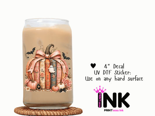 Pumpkin UVDTF100814 UV DTF Sticker | Ready to Apply Decal | Waterproof Permanent Sticker for Tumblers, Cups, Laptops, and More| Tumbler Cup Decal 4" UV DTF  Sticker
