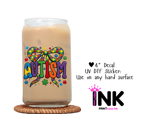 🎁 Autism UVDTF100760 UV DTF Sticker | Ready to Apply Decal | Waterproof Permanent Sticker for Tumblers, Cups, Laptops, and More| Tumbler Cup Decal 4" UV DTF  Sticker (100% off)