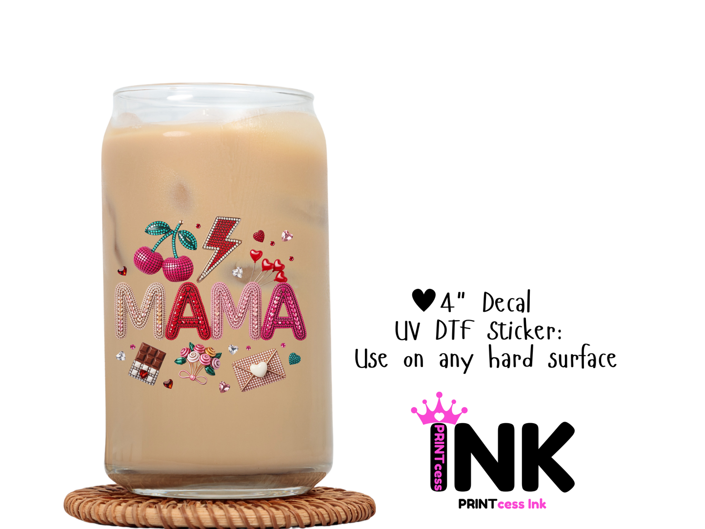 Mama UVDTF100762 UV DTF Sticker | Ready to Apply Decal | Waterproof Permanent Sticker for Tumblers, Cups, Laptops, and More| Tumbler Cup Decal 4" UV DTF  Sticker