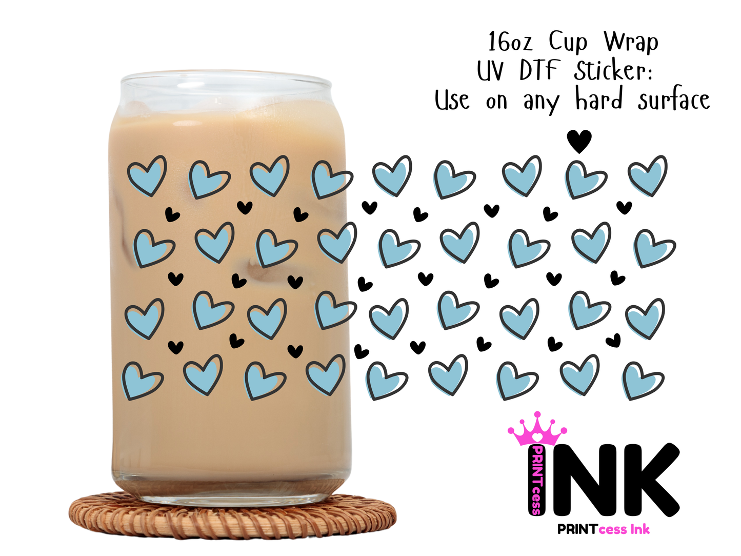 Valentines Hearts UVDTF100726 UV DTF Sticker | Ready to Apply Decal | Waterproof Permanent Sticker for Tumblers, Cups, Laptops, and More| Tumbler Cup Decal 4" UV DTF  Sticker