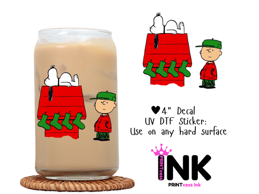Charlie Brown UVDTF100634 UV DTF Sticker | Ready to Apply Decal | Waterproof Permanent Sticker for Tumblers, Cups, Laptops, and More| Tumbler Cup Decal 4" UV DTF  Sticker