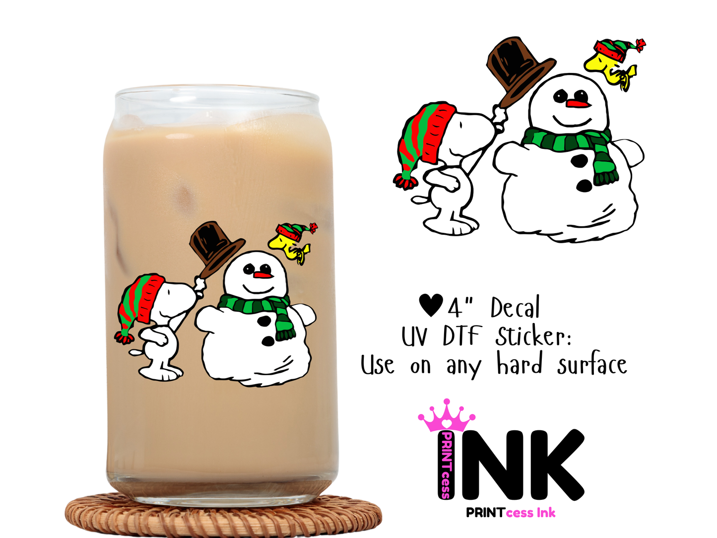 Charlie Brown UVDTF100639 UV DTF Sticker | Ready to Apply Decal | Waterproof Permanent Sticker for Tumblers, Cups, Laptops, and More| Tumbler Cup Decal 4" UV DTF  Sticker