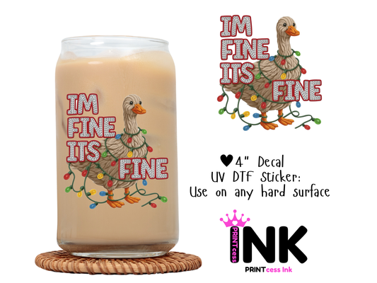 Christmas Goose UVDTF100617 UV DTF Sticker | Ready to Apply Decal | Waterproof Permanent Sticker for Tumblers, Cups, Laptops, and More| Tumbler Cup Decal 4" UV DTF  Sticker