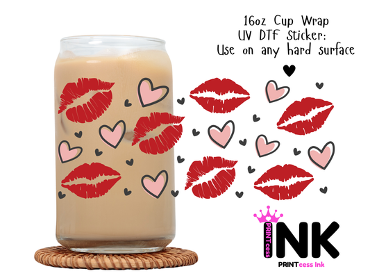 Valentines Hearts UVDTF100723 UV DTF Sticker | Ready to Apply Decal | Waterproof Permanent Sticker for Tumblers, Cups, Laptops, and More| Tumbler Cup Decal 4" UV DTF  Sticker