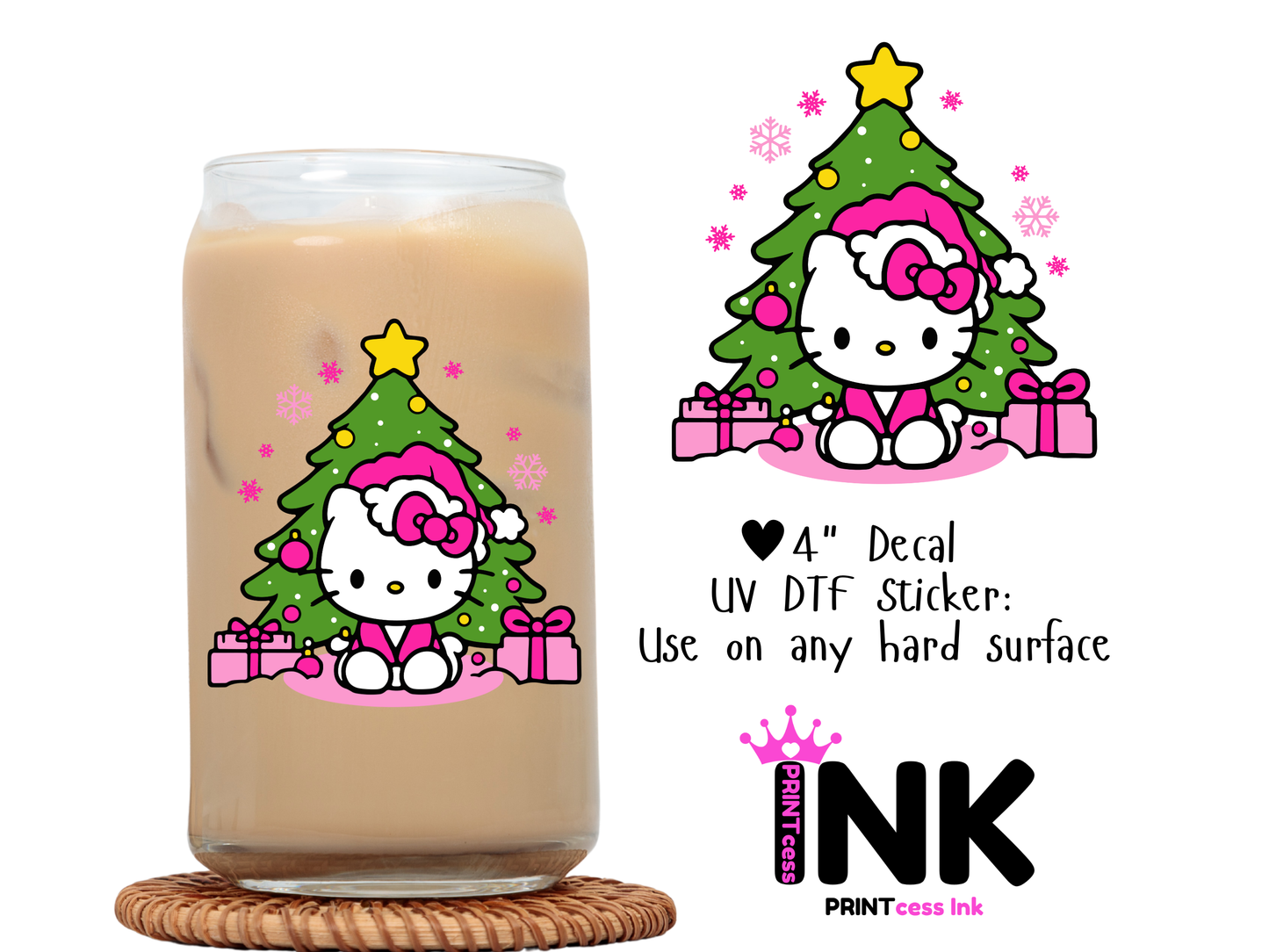 Christmas UVDTF100638 UV DTF Sticker | Ready to Apply Decal | Waterproof Permanent Sticker for Tumblers, Cups, Laptops, and More| Tumbler Cup Decal 4" UV DTF  Sticker
