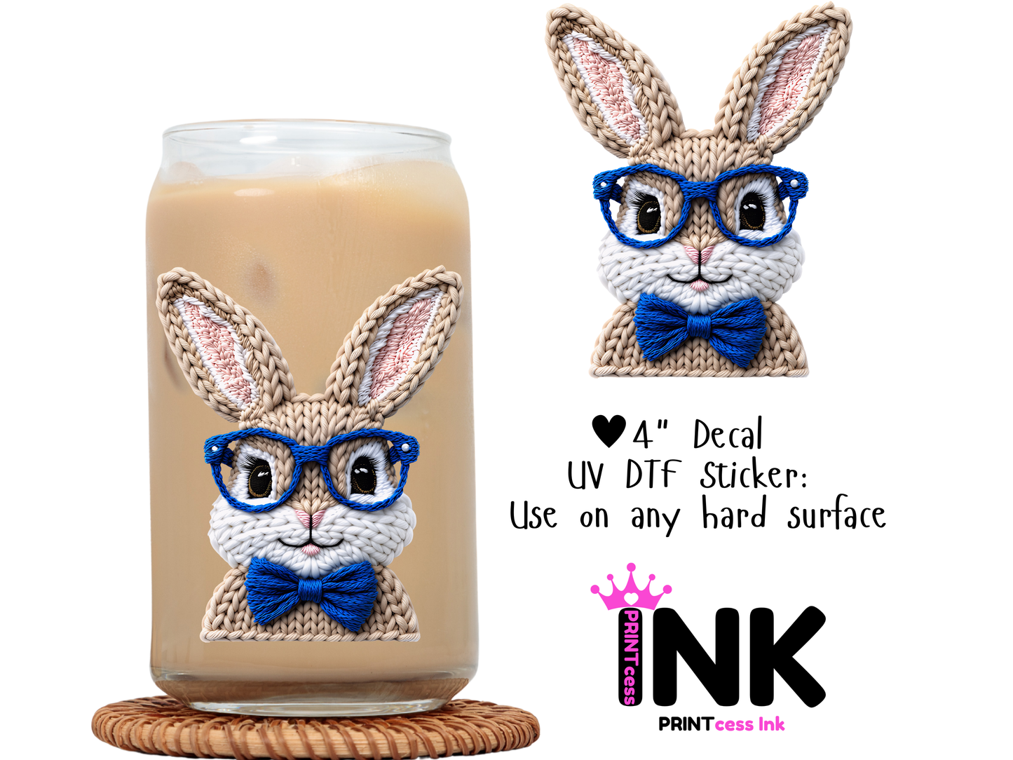 Easter UVDTF100751 UV DTF Sticker | Ready to Apply Decal | Waterproof Permanent Sticker for Tumblers, Cups, Laptops, and More| Tumbler Cup Decal 4" UV DTF  Sticker
