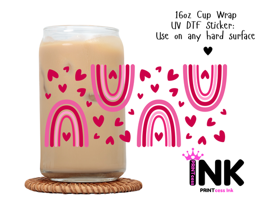 Valentines Hearts UVDTF100720 UV DTF Sticker | Ready to Apply Decal | Waterproof Permanent Sticker for Tumblers, Cups, Laptops, and More| Tumbler Cup Decal 4" UV DTF  Sticker