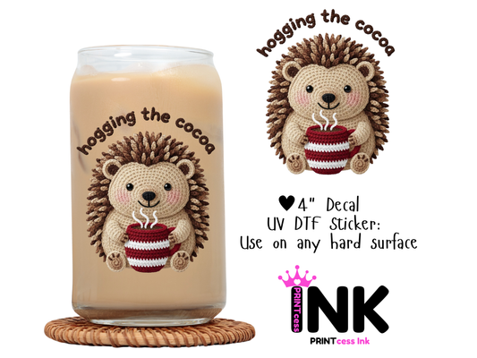 Hedgehog UVDTF100610 UV DTF Sticker | Ready to Apply Decal | Waterproof Permanent Sticker for Tumblers, Cups, Laptops, and More| Tumbler Cup Decal 4" UV DTF  Sticker