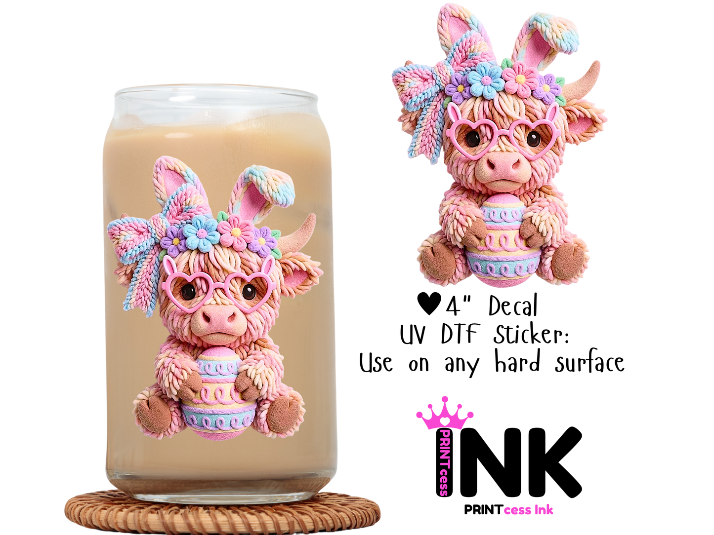 Easter UVDTF100754 UV DTF Sticker | Ready to Apply Decal | Waterproof Permanent Sticker for Tumblers, Cups, Laptops, and More| Tumbler Cup Decal 4" UV DTF  Sticker