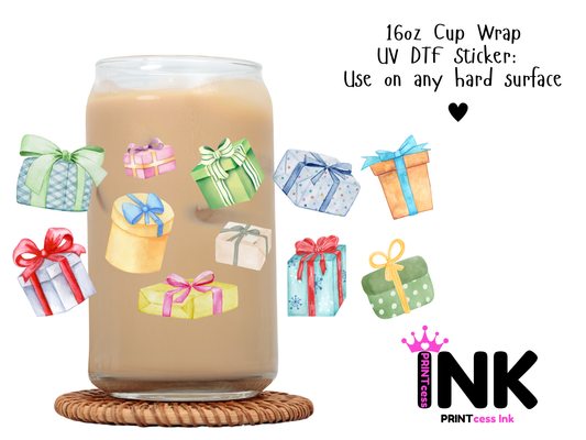 Presents UVDTF100677 UV DTF Sticker | Ready to Apply Decal | Waterproof Permanent Sticker for Tumblers, Cups, Laptops, and More| Tumbler Cup Decal 4" UV DTF  Sticker