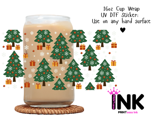 Christmas Trees UVDTF100671 UV DTF Sticker | Ready to Apply Decal | Waterproof Permanent Sticker for Tumblers, Cups, Laptops, and More| Tumbler Cup Decal 4" UV DTF  Sticker