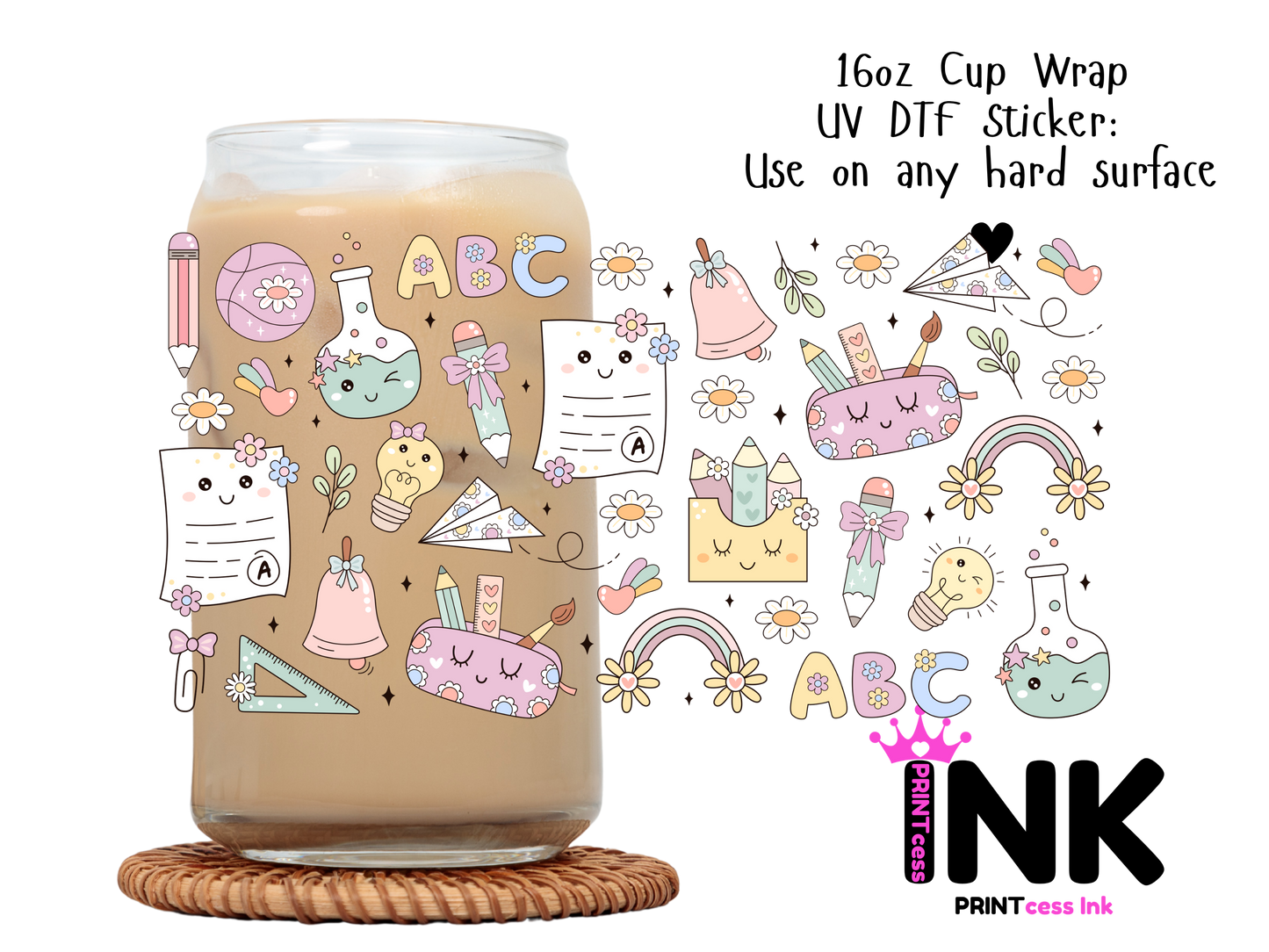 Teacher UVDTF100776 UV DTF Sticker | Ready to Apply Decal | Waterproof Permanent Sticker for Tumblers, Cups, Laptops, and More| Tumbler Cup Decal 4" UV DTF  Sticker