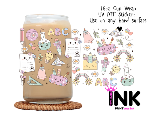 Teacher UVDTF100776 UV DTF Sticker | Ready to Apply Decal | Waterproof Permanent Sticker for Tumblers, Cups, Laptops, and More| Tumbler Cup Decal 4" UV DTF  Sticker