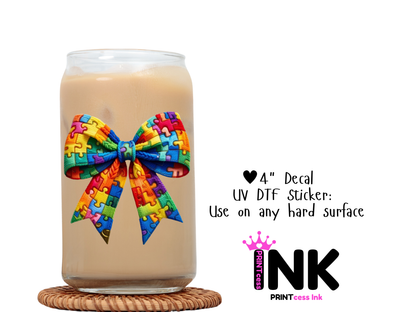 Autism UVDTF100759 UV DTF Sticker | Ready to Apply Decal | Waterproof Permanent Sticker for Tumblers, Cups, Laptops, and More| Tumbler Cup Decal 4" UV DTF  Sticker