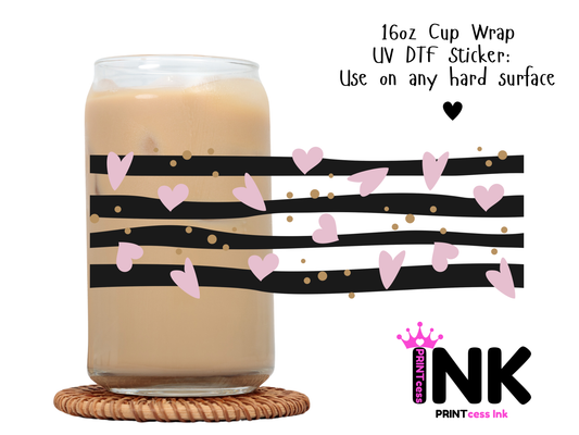 Valentines Hearts UVDTF100717 UV DTF Sticker | Ready to Apply Decal | Waterproof Permanent Sticker for Tumblers, Cups, Laptops, and More| Tumbler Cup Decal 4" UV DTF  Sticker