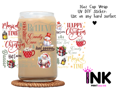 Christmas UVDTF100660 UV DTF Sticker | Ready to Apply Decal | Waterproof Permanent Sticker for Tumblers, Cups, Laptops, and More| Tumbler Cup Decal 4" UV DTF  Sticker