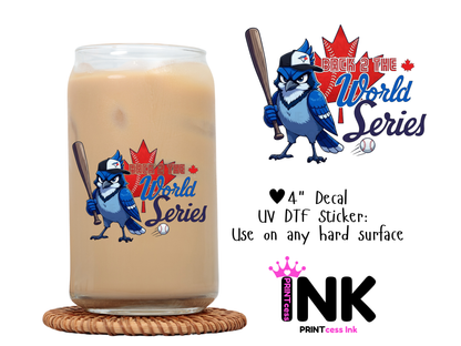 Blue Jays UVDTF100627 UV DTF Sticker | Ready to Apply Decal | Waterproof Permanent Sticker for Tumblers, Cups, Laptops, and More| Tumbler Cup Decal 4" UV DTF  Sticker