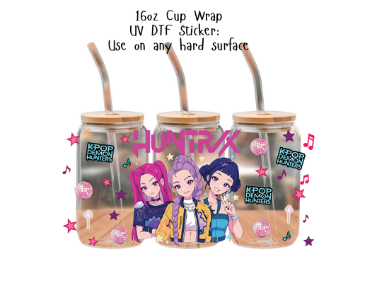 Huntrix UVDTF100785 UV DTF Sticker | Ready to Apply Decal | Waterproof Permanent Sticker for Tumblers, Cups, Laptops, and More| Tumbler Cup Decal 4" UV DTF  Sticker