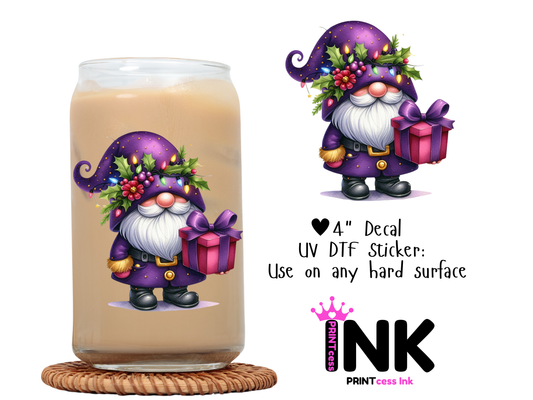 Gnome UVDTF100649 UV DTF Sticker | Ready to Apply Decal | Waterproof Permanent Sticker for Tumblers, Cups, Laptops, and More| Tumbler Cup Decal 4" UV DTF  Sticker