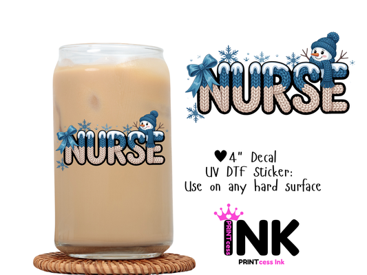 Nurse UVDTF100700 UV DTF Sticker | Ready to Apply Decal | Waterproof Permanent Sticker for Tumblers, Cups, Laptops, and More| Tumbler Cup Decal 4" UV DTF  Sticker