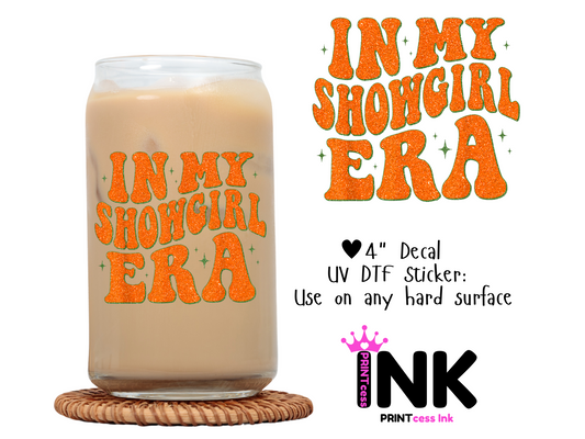 UV DTF Sticker | Ready to Apply Decal | Waterproof Permanent Sticker for Tumblers, Cups, Laptops, and More| Tumbler Cup Decal 4" UV DTF  Sticker: Showgirl Era UVDTF100573