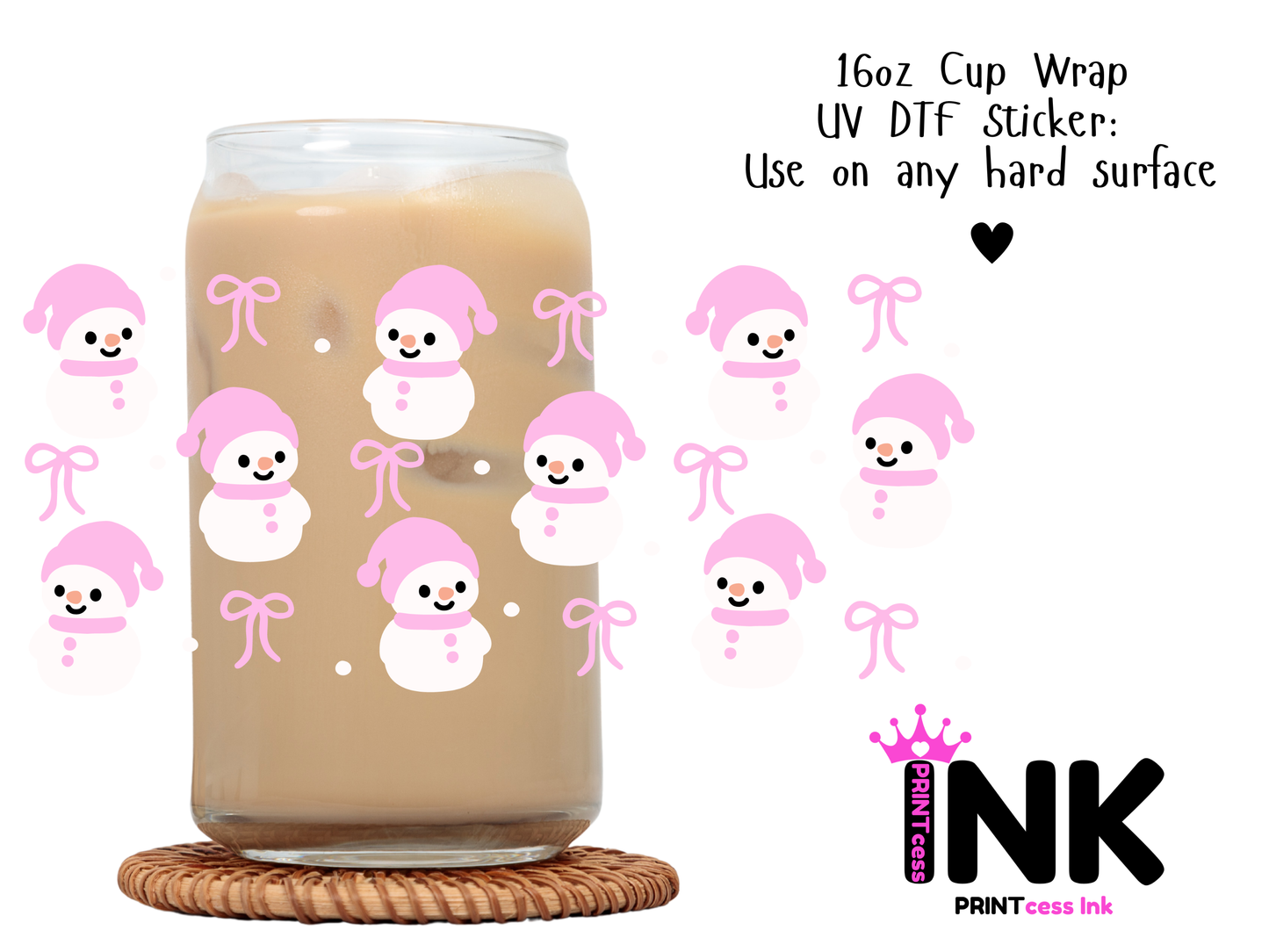 Snowman UVDTF100662 UV DTF Sticker | Ready to Apply Decal | Waterproof Permanent Sticker for Tumblers, Cups, Laptops, and More| Tumbler Cup Decal 4" UV DTF  Sticker