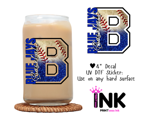 Blue Jays UVDTF100630 UV DTF Sticker | Ready to Apply Decal | Waterproof Permanent Sticker for Tumblers, Cups, Laptops, and More| Tumbler Cup Decal 4" UV DTF  Sticker