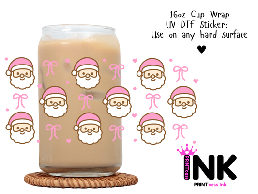 Santa UVDTF100665 UV DTF Sticker | Ready to Apply Decal | Waterproof Permanent Sticker for Tumblers, Cups, Laptops, and More| Tumbler Cup Decal 4" UV DTF  Sticker
