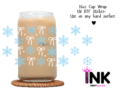 Snowflakes UVDTF100669 UV DTF Sticker | Ready to Apply Decal | Waterproof Permanent Sticker for Tumblers, Cups, Laptops, and More| Tumbler Cup Decal 4" UV DTF  Sticker