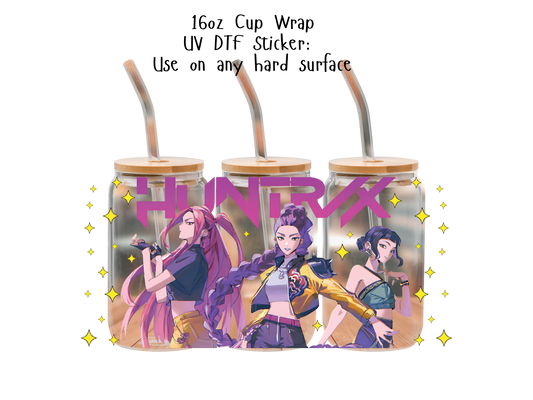 Huntrix UVDTF100797 UV DTF Sticker | Ready to Apply Decal | Waterproof Permanent Sticker for Tumblers, Cups, Laptops, and More| Tumbler Cup Decal 4" UV DTF  Sticker