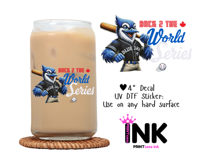 Blue Jays UVDTF100628 UV DTF Sticker | Ready to Apply Decal | Waterproof Permanent Sticker for Tumblers, Cups, Laptops, and More| Tumbler Cup Decal 4" UV DTF  Sticker