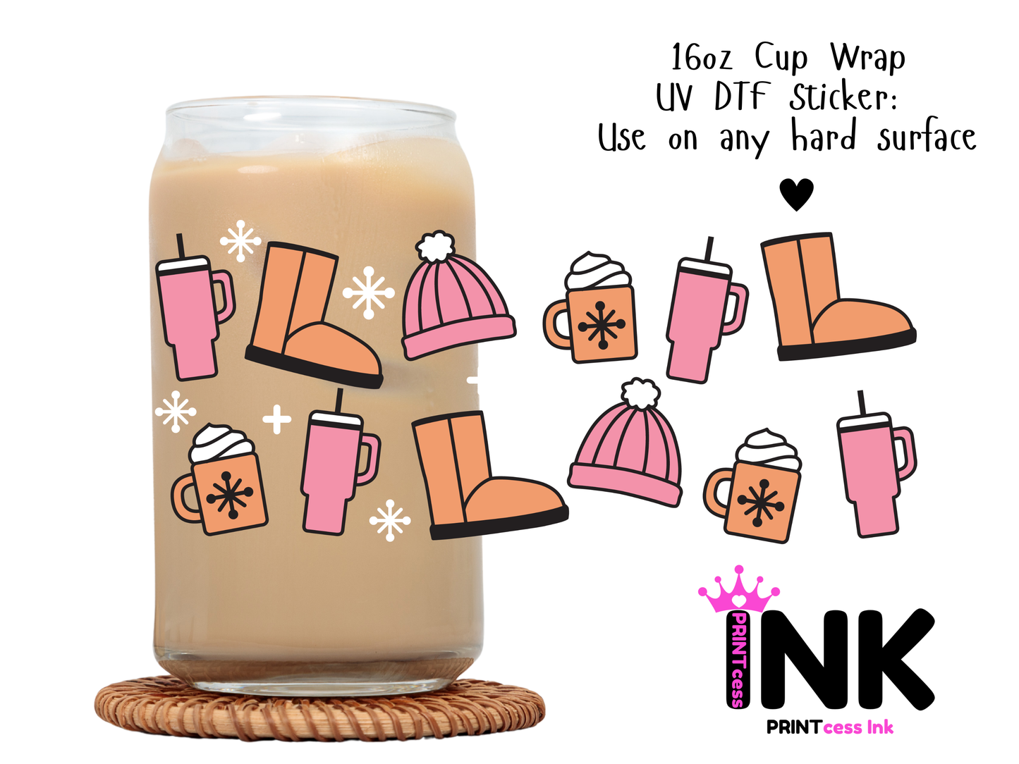 Winter UVDTF100702 UV DTF Sticker | Ready to Apply Decal | Waterproof Permanent Sticker for Tumblers, Cups, Laptops, and More| Tumbler Cup Decal 4" UV DTF  Sticker
