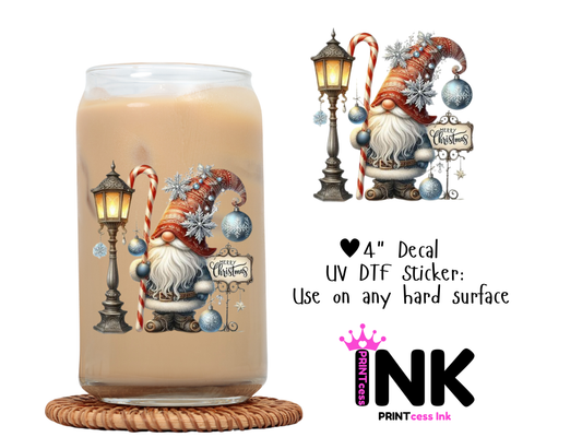 Gnomes UVDTF100643 UV DTF Sticker | Ready to Apply Decal | Waterproof Permanent Sticker for Tumblers, Cups, Laptops, and More| Tumbler Cup Decal 4" UV DTF  Sticker