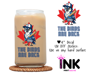 Blue Jays UVDTF100626 UV DTF Sticker | Ready to Apply Decal | Waterproof Permanent Sticker for Tumblers, Cups, Laptops, and More| Tumbler Cup Decal 4" UV DTF  Sticker