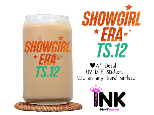 UV DTF Sticker | Ready to Apply Decal | Waterproof Permanent Sticker for Tumblers, Cups, Laptops, and More| Tumbler Cup Decal 4" UV DTF  Sticker: Showgirl Era UVDTF100569