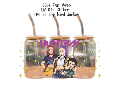 Huntrix UVDTF100782 UV DTF Sticker | Ready to Apply Decal | Waterproof Permanent Sticker for Tumblers, Cups, Laptops, and More| Tumbler Cup Decal 4" UV DTF  Sticker
