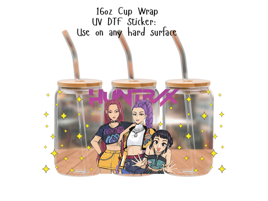 Huntrix UVDTF100782 UV DTF Sticker | Ready to Apply Decal | Waterproof Permanent Sticker for Tumblers, Cups, Laptops, and More| Tumbler Cup Decal 4" UV DTF  Sticker