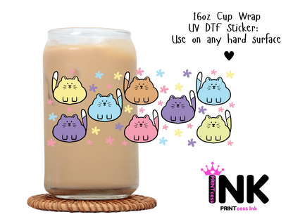 Cat UVDTF100773 UV DTF Sticker | Ready to Apply Decal | Waterproof Permanent Sticker for Tumblers, Cups, Laptops, and More| Tumbler Cup Decal 4" UV DTF  Sticker