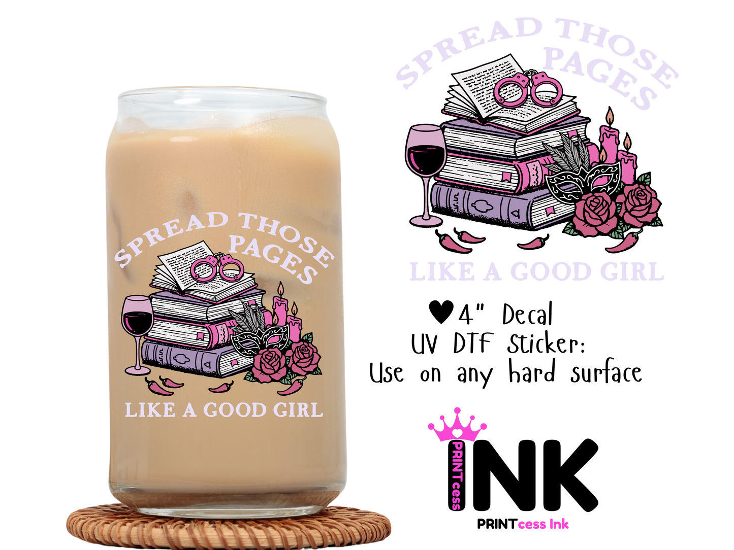 🎁 Books UVDTF100755 UV DTF Sticker | Ready to Apply Decal | Waterproof Permanent Sticker for Tumblers, Cups, Laptops, and More| Tumbler Cup Decal 4" UV DTF  Sticker (100% off)