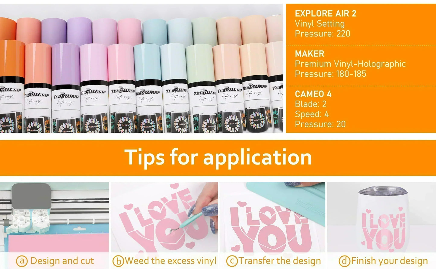 Teckwrap 001 Adhesive Craft Vinyl Gloss - Apricot - Cutey K Blanks