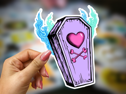 Cute Halloween Sticker | Halloween Sticker | Coffin | Glossy sticker | gift for halloween, kids, children DS100239