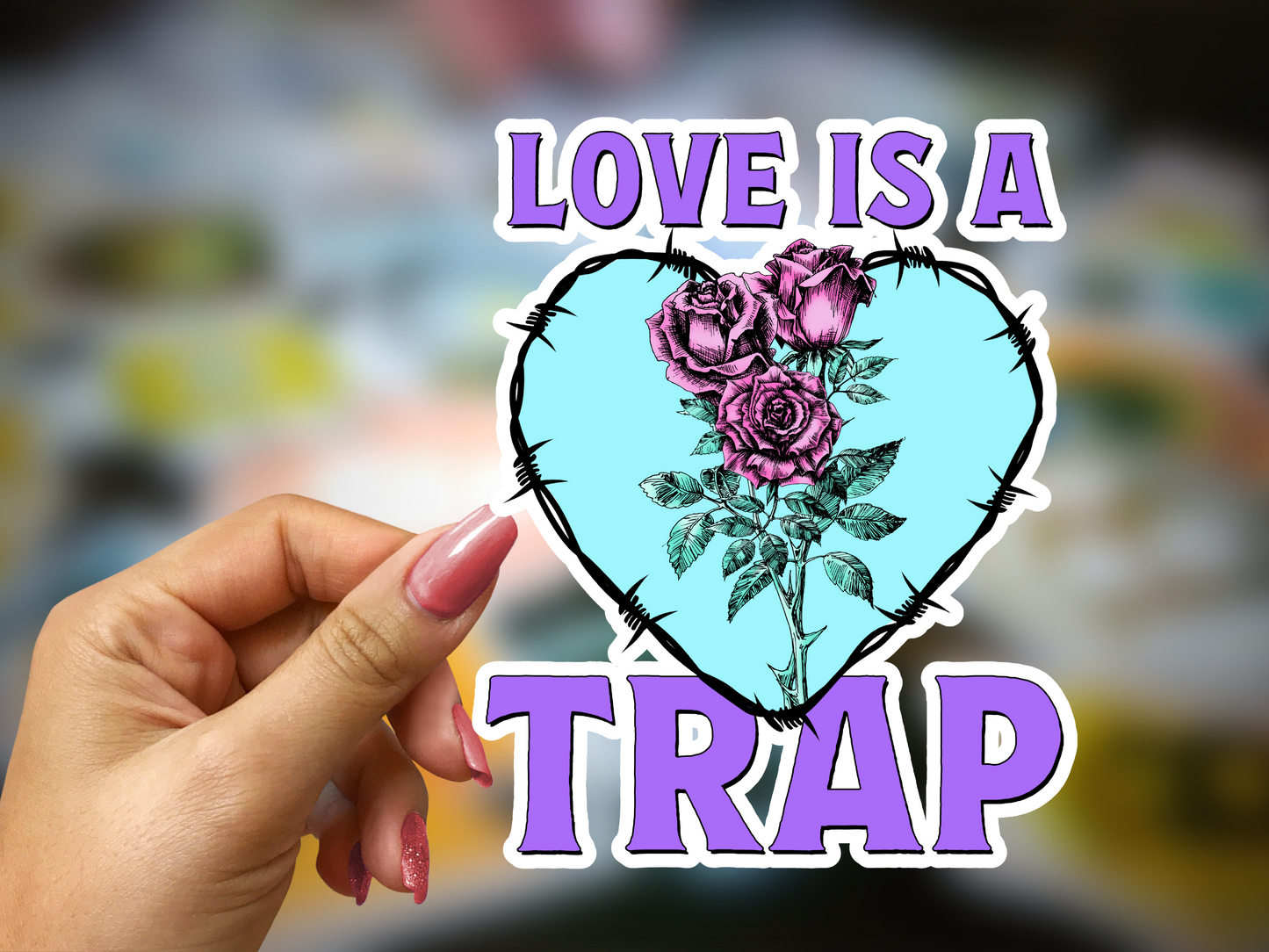 Cute Halloween Sticker | Halloween Sticker | Love is a trap | Glossy sticker | gift for halloween, kids, children DS100238